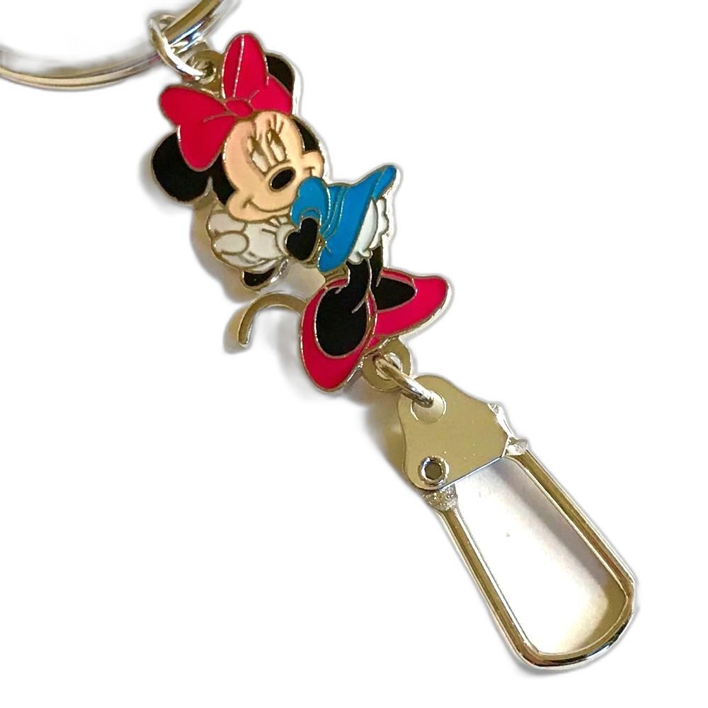 Vtg Walt Disney Minnie Mouse Zipper Pull Keychain Bag Charm Keyring Disneyana